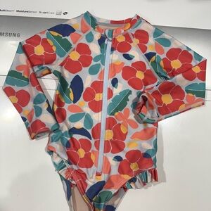 Tea Collection Red and Orange Rashguard Swim Top